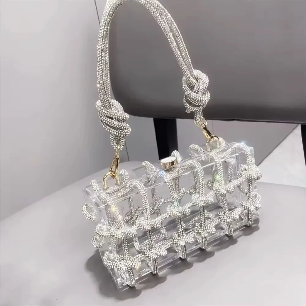 Gold and Silver Transparent Clutch with Industrial Design